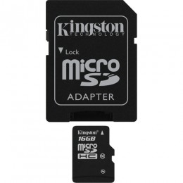 Kingston 16GB Class-10 Micro SDHC Memory Card with SD Adapter