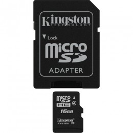 Kingston 16GB Class-4 Micro SDHC Memory Card with SD Adapter