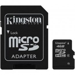Kingston 4GB Class-4 MicroSD Memory Card with SD Adapter 