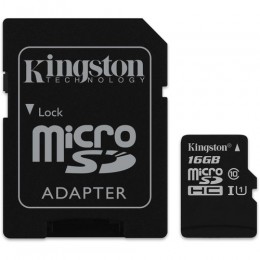 Kingston 16GB UHS-I microSDHC Memory Card with SD Adapter
