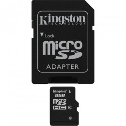 Kingston 8GB Class-10 Micro SDHC Memory Card with SD Adapter