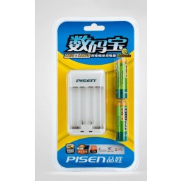 Pisen AA 1300mAh Ni-MH Rechargeable Battery (2 pcs) + Charger