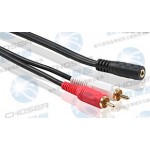 Choseal Q-374 3.5mm 1 Female to 2 Male RCA Cable 0.2M